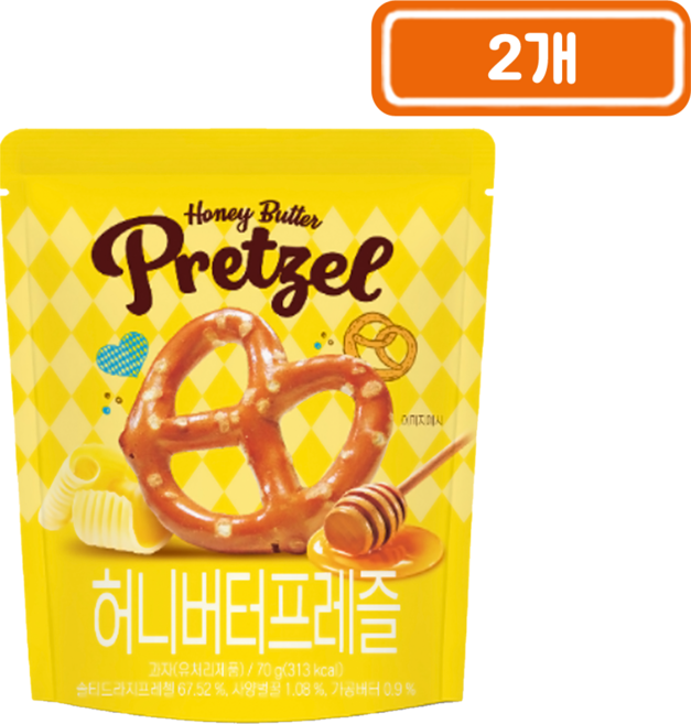 위너스 허니버터맛 프레즐 과자, 70g, 2개