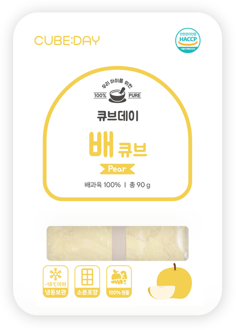 큐브데이 과일 배 큐브 (고운 입자 초기 중기 후기) 다진 야채 채소 무스 토핑 죽, 90g, 1개