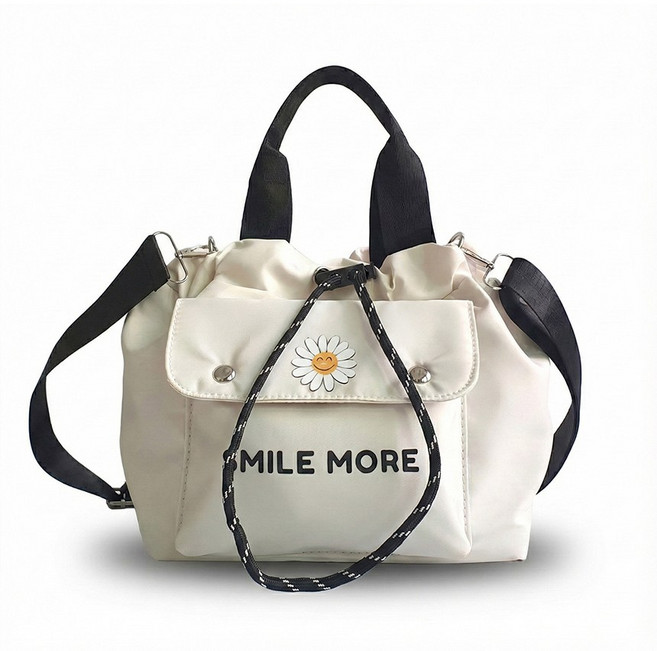 언즈 스마일 데이지 복조리 숄더백 가벼운 나일론 여성 크로스백