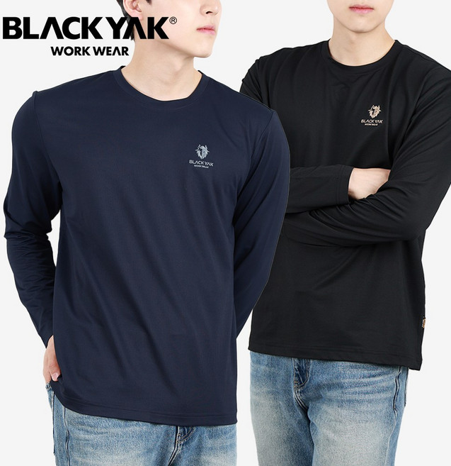 블랙야크 베이직 통기성 립조직 긴팔 라운드티셔츠