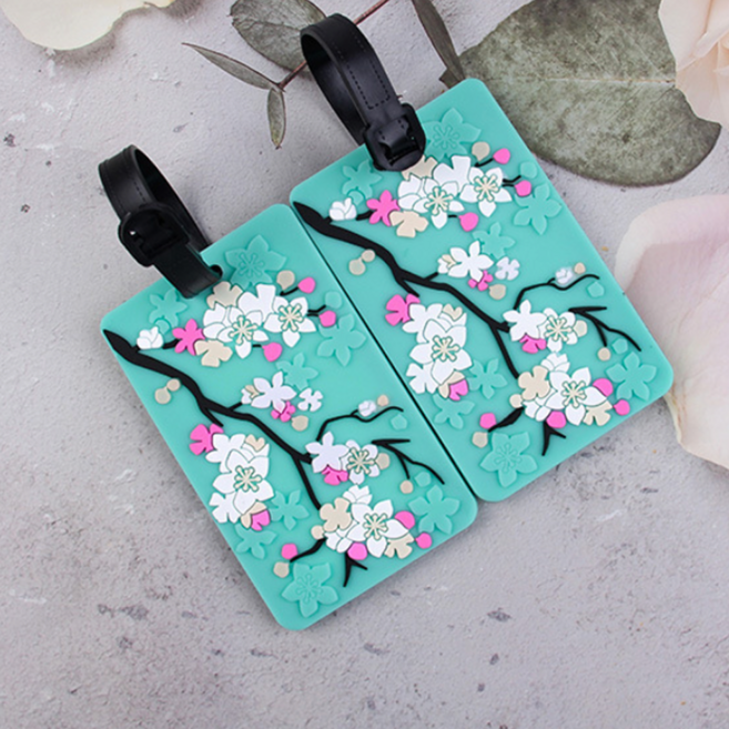 [1+1]여행용 비행기 캐리어 네임텍 벚꽃 플라워 세트