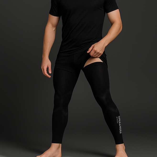 타이트엔드 쿨링 압박 다리 토시, 1세트, 블랙