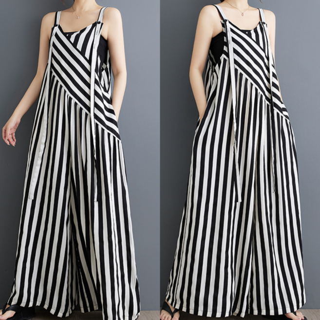 Asure 여성여름 멜빵바지 와이드 점프수트 치마바지 데일리룩