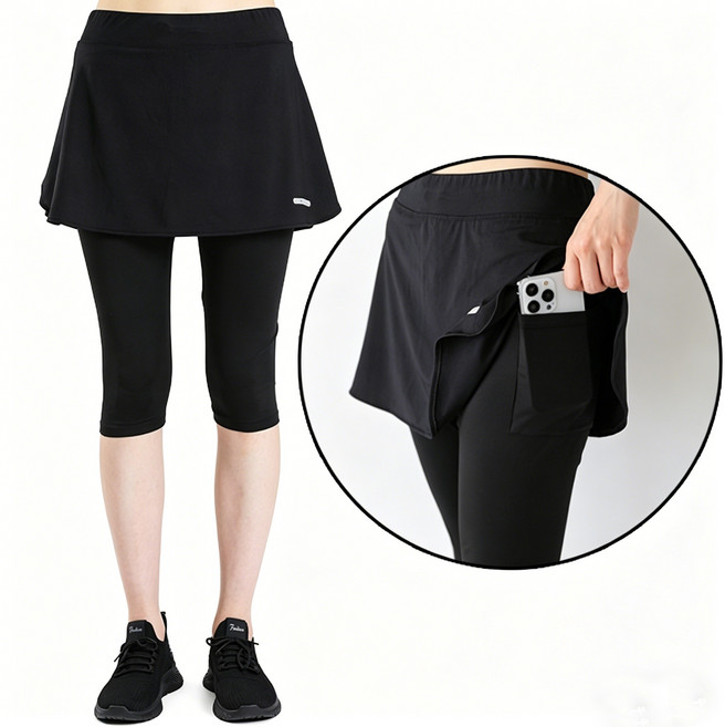 차쿠 7부 치마 레깅스 빅사이즈 여성 헬스복 치마 일체형 레깅스