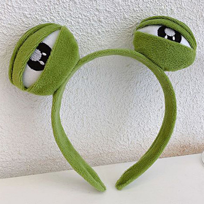 토이즈데이 슬픈 개구리 봉제 여행용 구디백 단체 선물, 1개, 머리띠, 10cm