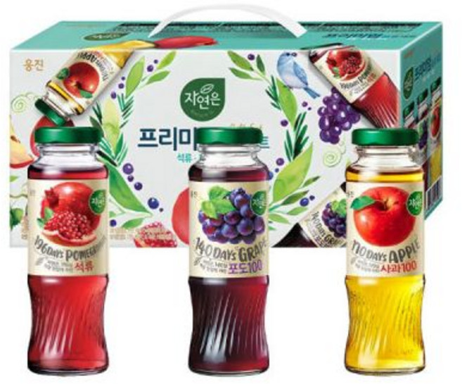 자연은 프리미엄 음료세트 180ml x 24병 종합음료 석류 포도 사과, 1