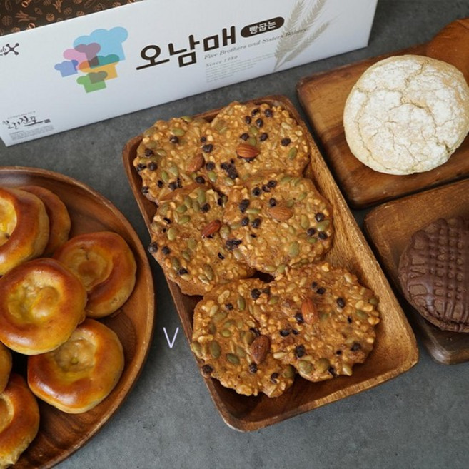 군산오남매빵 단팥빵 만쥬 보리붓세 견과쿠키 초코파이 1박스/선물세트, 90g