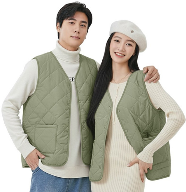 패션파트너 남녀공용 경량 웰론 패딩 양모 깔깔이 누빔 퀼팅 조끼 가을 겨울 기모 베스트 4color / 95~110size