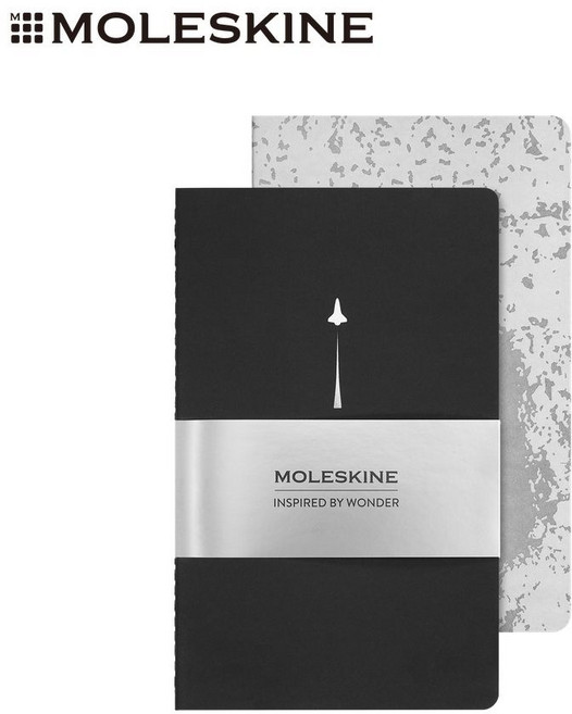 MOLESKINE NASA靈感限量 L型輕便空白筆記本 一套兩本, 1個, 白色