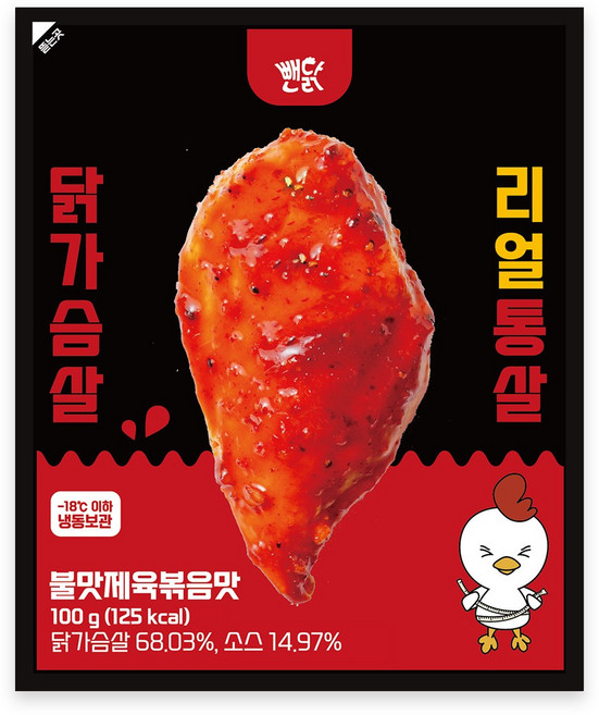 뺀닭 리얼통살 소스 닭가슴살 불맛 제육볶음, 32개, 100g