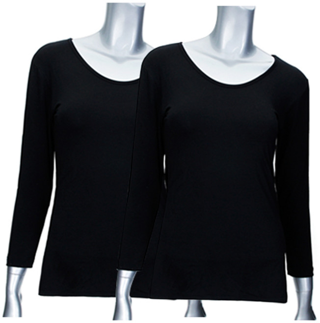 에즈라 2종세트 마이크로모달 스판 9부 여성내의 (상의) 발열 천연소재 고급 긴팔내의 HLG2205