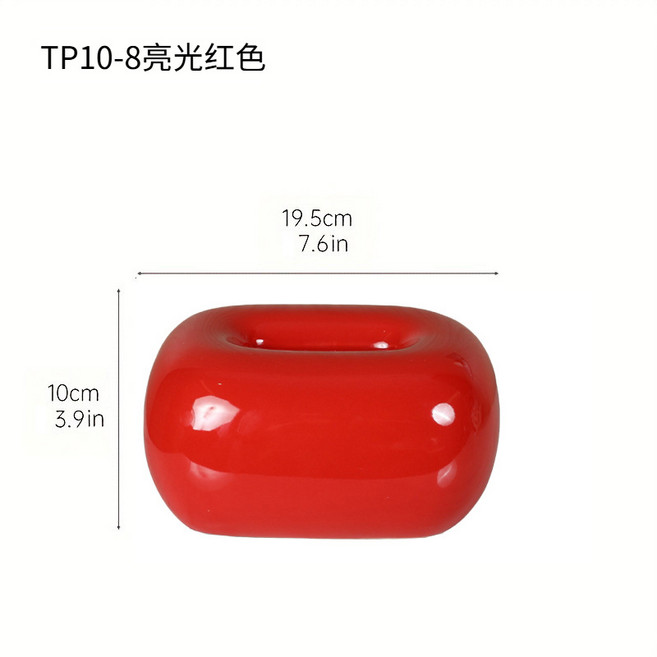 奶油風陶瓷面紙盒, TP108亮光紅色