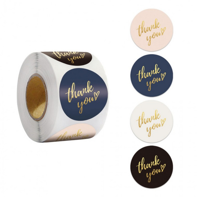 500매입 땡큐 감사 원형 스티커, 1세트, 혼합(S354) 500매