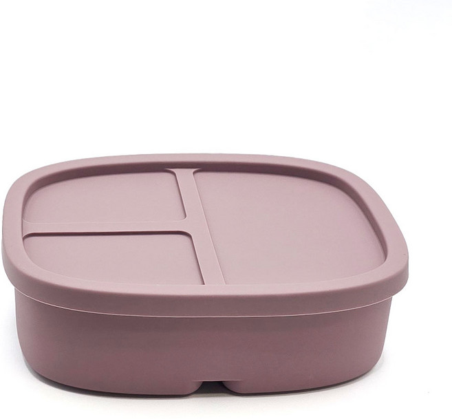 유일코리아 국산 실리콘 도시락통 밀폐용기 1칸 2칸 3칸 (3color), [3칸] 인디핑크(1p), 1세트