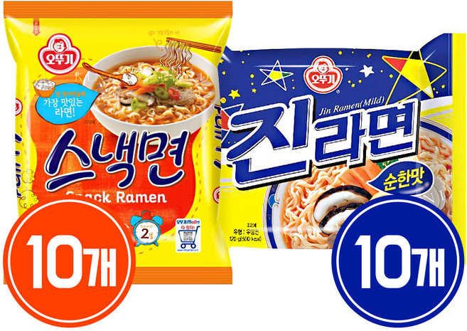 오뚜기 스낵면 20개 + 진라면 순한맛 20개 1개, 40개
