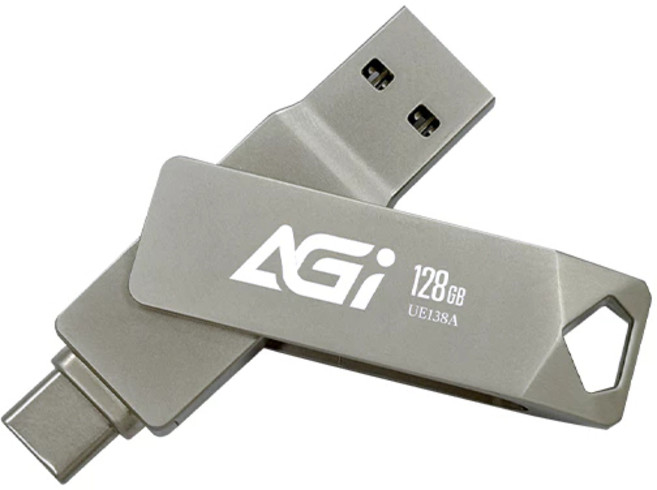 AGI 亞奇雷 iphone/安卓手機隨身碟 UE138A USB3.2 Type-C雙用OTG高速傳輸, 64GB, 1個
