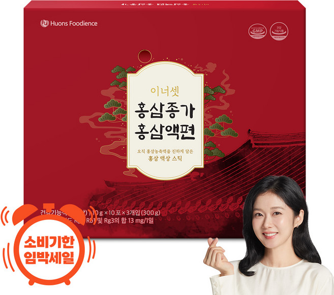 [소비기한 2026-09-03까지] 이너셋 국내산 홍삼 농축액 액상 스틱, 30개, 10g