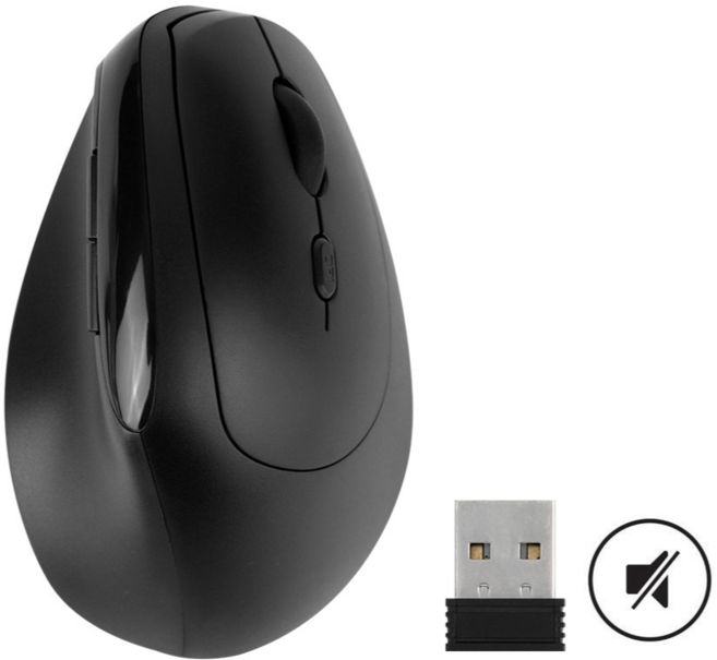 버티컬마우스 그로스 무소음 버티컬 무선마우스 손목보호 인체공학 손목이편한 마우스 6개버튼 3단계 DPI 사무용 업무용, 블랙