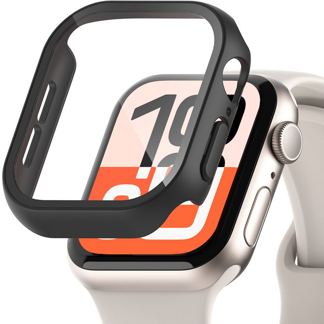 신지모루 풀커버 베이직 액정보호 강화유리 케이스, 블랙, 1개