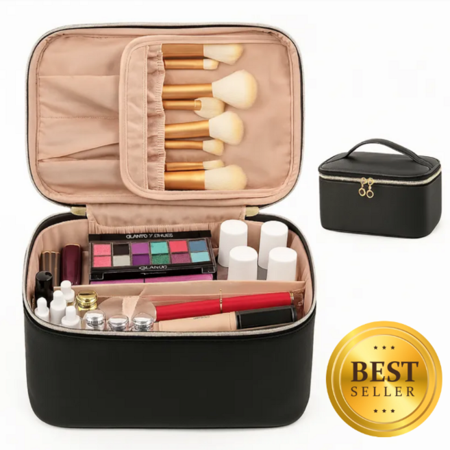 오썸머 립쿠션따로 깨짐방지 메이크업 파우치, 1개, 블랙