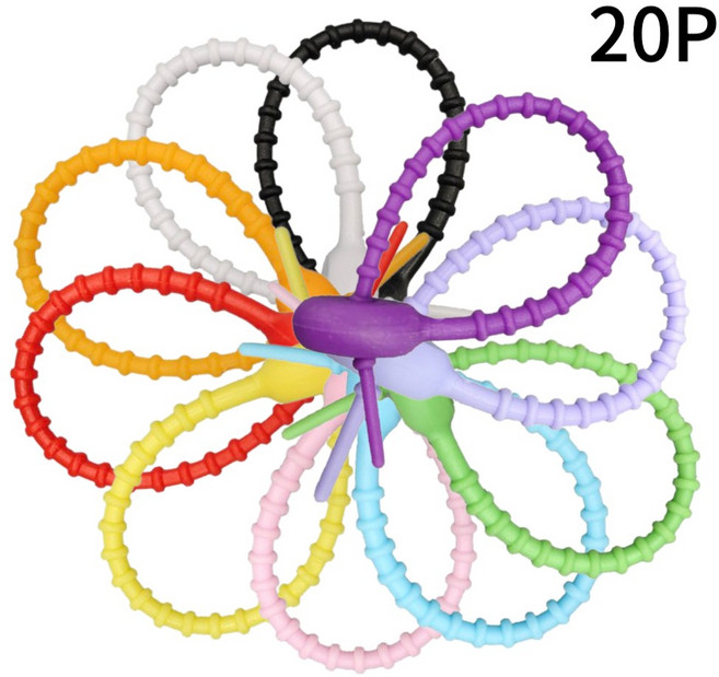 베네룸 다용도 실리콘 케이블타이 전선 정리 실리콘 선정리 15cm, 20개