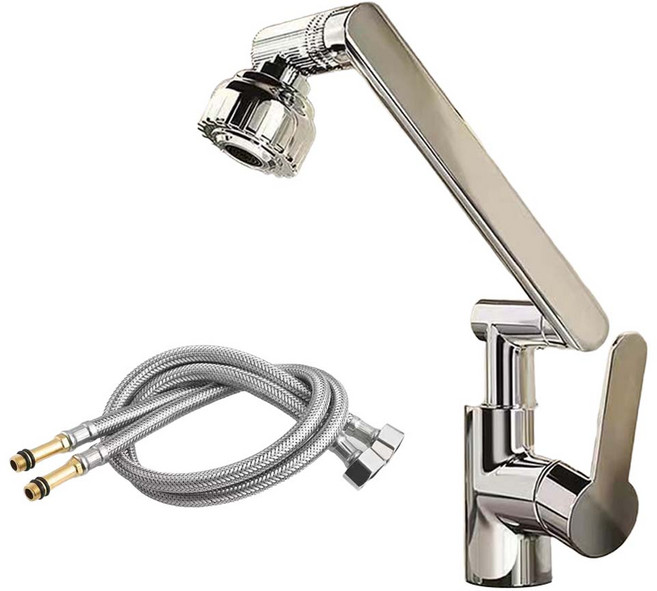 가정용 만능 로봇팔 수도꼭지 냉온수 조절 기능 2홀 세면대 수전 싱크대 수전 씽크대 수도꼭지, 1개