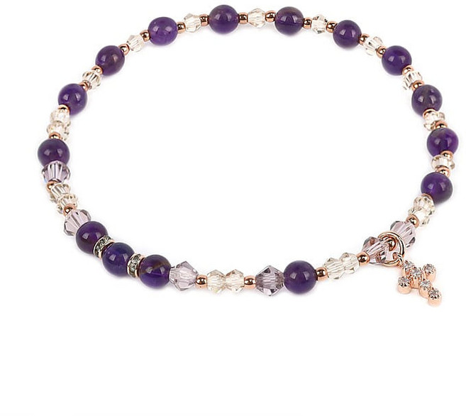 엘리사벳 자수정 4mm 1단묵주 팔찌 천주교 성물, 1개