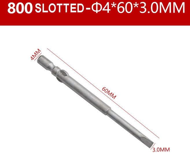 10Pcs 800 슬롯 전기 스크루 드라이버 비트 세트 4mm 라운드 생크 S2 합금강 마그네틱 플랫 드릴 스크류, 4x60x3.0MM