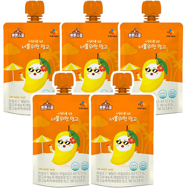 CJ 튼튼스쿨 너를위한 망고, 5개, 100ml
