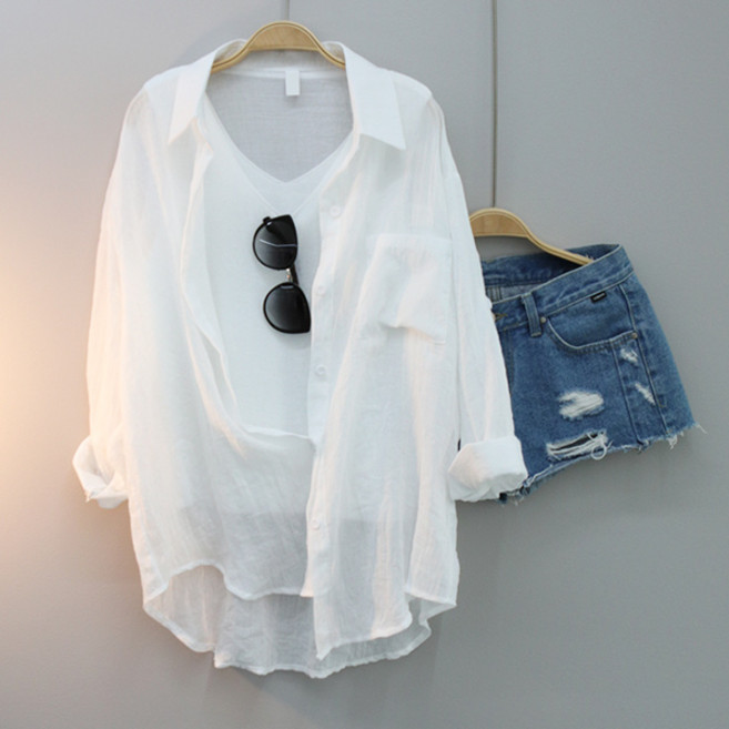 달콩 여름 자외선차단 스타일거즈롤업셔츠 빅사이즈 여성용 카라셔츠