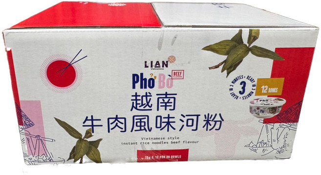 LIAN 越南牛肉風味河粉 (70g x 12碗), 1盒