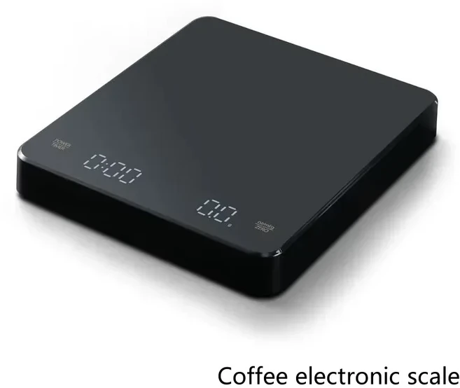 디지털 커피 저울 0.1g에서 3kg까지 타이머 LED 화면 USB 고정밀 주방 에스프레소 베이킹용 온스 그램 밀리, 01 Black