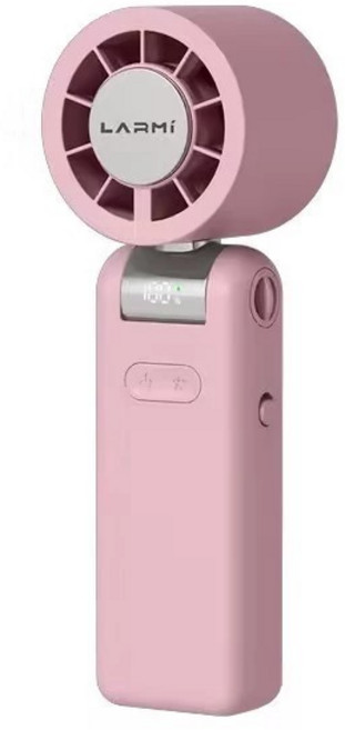 樂米 | LARMI AI語音手持冰能扇 USB充電 便攜, 樂米AI冰能扇（聲控版）-柔霧粉附掛繩, LMF08MAX