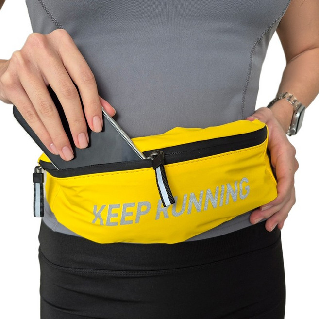 투바이젠 KEEP 러닝 힙색 벨트 허리 가방, 1개, 옐로우