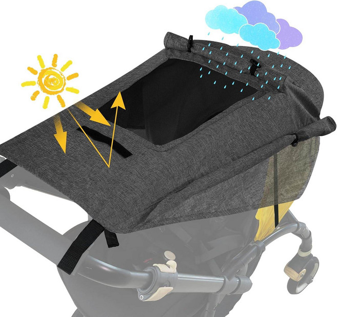 SPF 50+ 방수 WD앤CD 어닝 유모차 커버 덮개 투시창 이중 레이어 패브릭, 1개