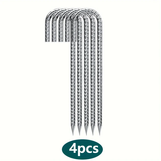 J형 철근 말뚝 12인치 실버 체인 링크 펜스 스포츠 네트 캠핑용 중량급 전문가용 지상 앵커, 01 4Pcs J Hook