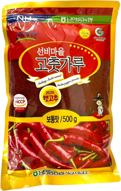 [남안동농협] 선비마을 100% 국산 고춧가루 보통맛, 1개, 500g