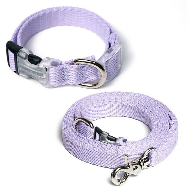 아띠지기 반려동물 목줄 + 핸즈프리 리드줄 세트, 라벤더, 1세트