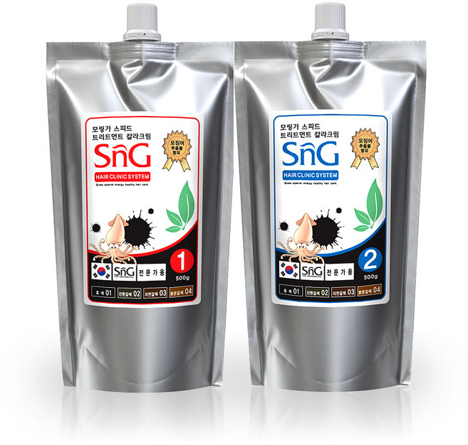 SnG 모링가 5분 스피드 트리트먼트 오징어먹물염색 칼라크림 새치커버염색약 500g, 자연갈색(03), 1개