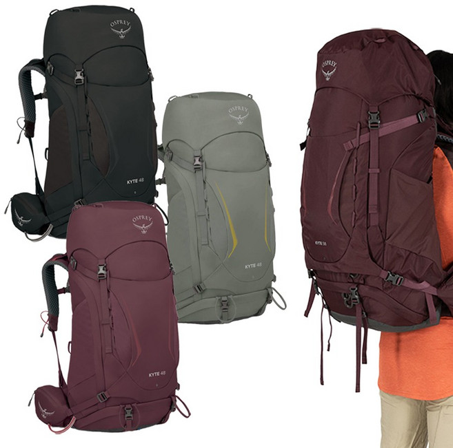 오스프리 카이트 48L 여성용 등산가방 백패킹 OPC1WBH117, BLACK