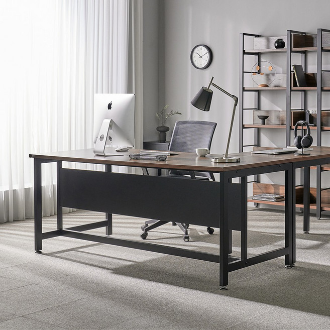 컴퓨터책상 테이블 사무용 책상, 블랙프레임/라이트월넛