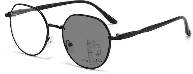 【維新光學】感光變色濾藍光老花眼鏡 遠近兩用圓框時尚舒適