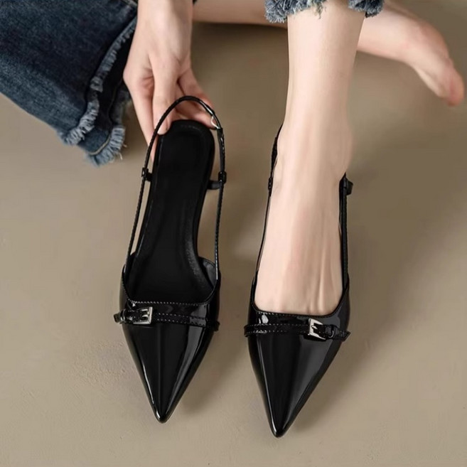 ZAJA 여성 뾰족코 슬링백 여름 하이힐 데이트 슈즈
