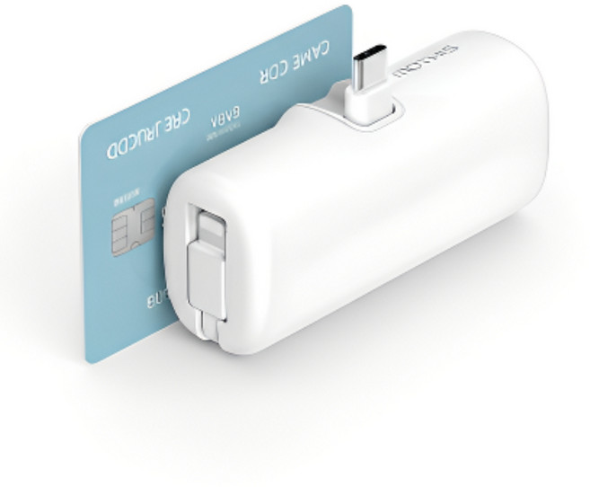 브레온 2in1 미니보조배터리 C타입 8핀겸용 초소형 휴대용 고속충전, 스노우화이트