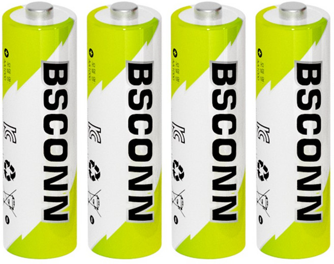 BSCONN AA 충전지 3600mWh 장난감용 건전지 충전식 리튬이온 배터리, 1개, 4개입