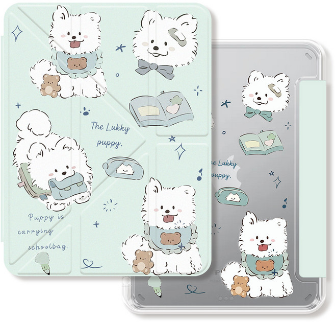 VXTRA iPad mini 7 / mini 6 共用 Y折晶透 防摔三角立架皮套 含筆槽, 笑笑犬, 1個