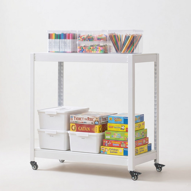 바퀴달린 이동식선반 트롤리 스피드랙 홈던트하우스, 2단, 직접입력