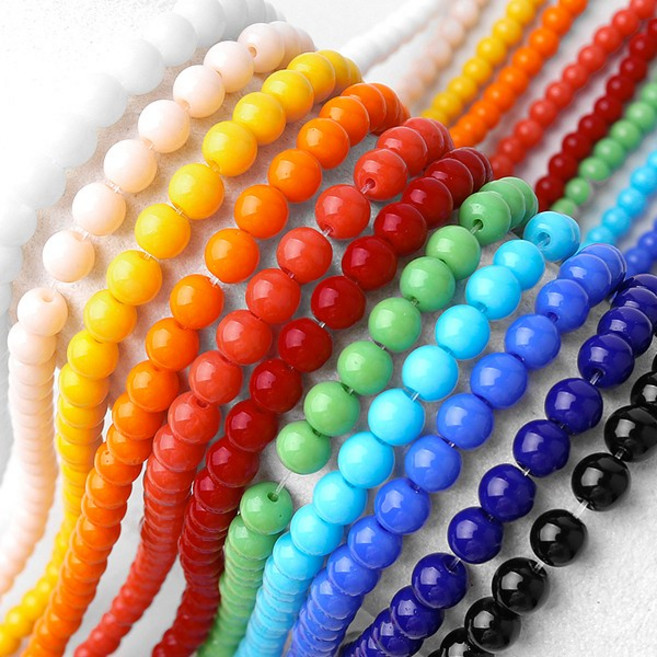 비즈아이 [4951-02]글라스 라운드 6mm 선염 1줄(약60개)