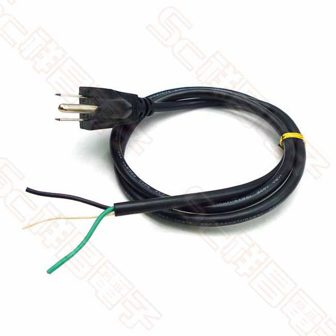 祥昌電子 AC電源線 0.75mm² 3芯 AC公頭 剝線4cm 裸線 電源線 1米, 1個