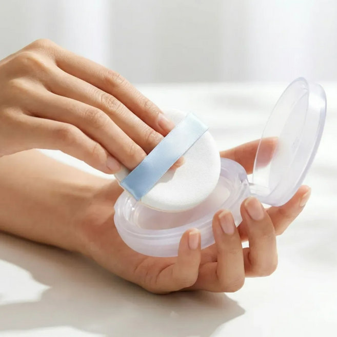 LIVORA 휴대용 쿠션 파우더 팩트 퍼프 보관 케이스, 4개, 투명